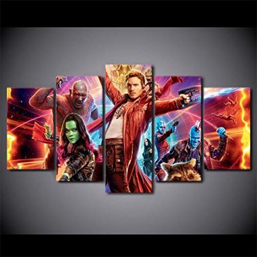 hgjfg Cuadro sobre Impresión Lienzo 5 Piezas Listo para Colgar un Marco Película Guardian of the Galaxy Hd Arte De Pared Modulares Sala De Estar Dormitorios Decoración Para El Hogar Póster