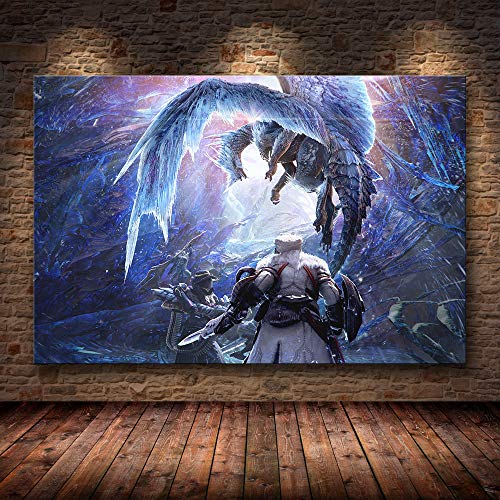 H/L Classic Game Monster Hunter World Art Poster Oil Painting Home Bar Cafe Decorative Wall Art Frameless 40X60Cm D5134