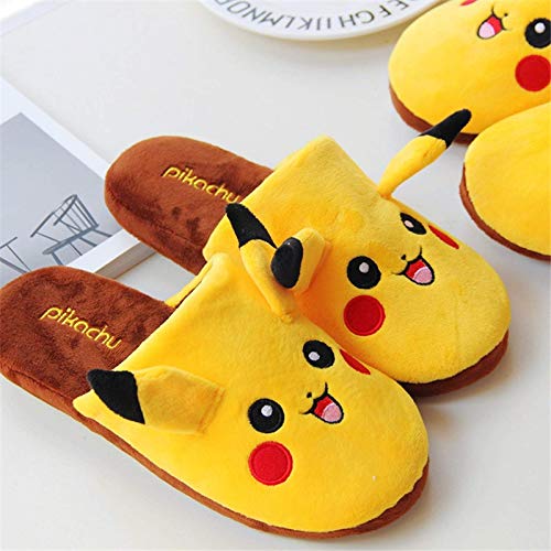 HMZJXZ Y Pokemon Pokemon Kawaii Pikachu Pantuflas de felpa para interiores Calor Invierno Adulto Zapatos de dibujos animados Anime Niños Niña Regalo del Día de San Valentín