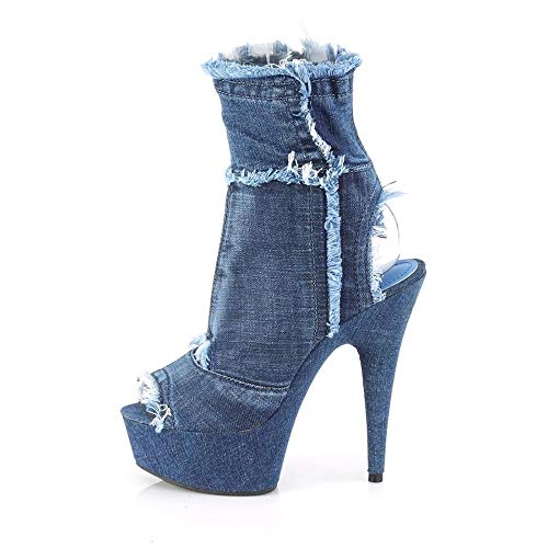 ICHUANGDIANZI De Tacón Alto Azul Denim Plataforma Impermeable Botas Bajas Botas De Discoteca Pole Dance (Color : Blue, Size : 43)