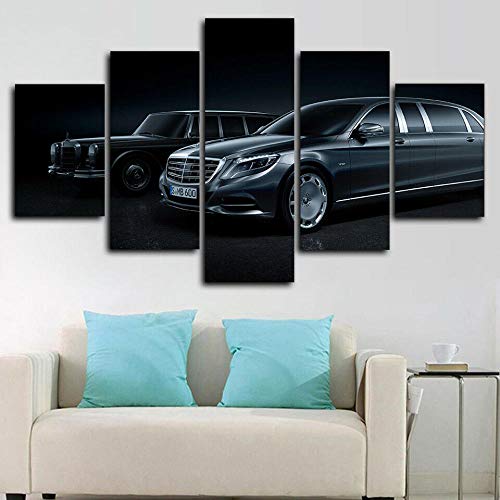 IKDBMUE Lienzo sobre Coche S600 Pullman Fondo Decoracion Pared 5 Piezas Modernos No Tejido Mural Fotos para Salon,Dormitorio,Comedor Abstract Paintings