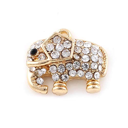 IUwnHceE Forma 2 Pcs Encanto del Diamante De La Aleación Elefante Colgante para El Teléfono Celular Fabricación De La Decoración/Collar, Oro Práctico Electrónica