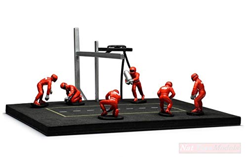 Ixo Model FIG001SET Pit Stop Set 6 Figures and Accessories Red with Decals 1:43 Compatible con