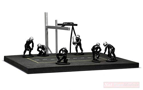 Ixo Model FIG003SET Pit Stop Set 6 Figures and Accessories Black + Decals 1:43 Compatible con