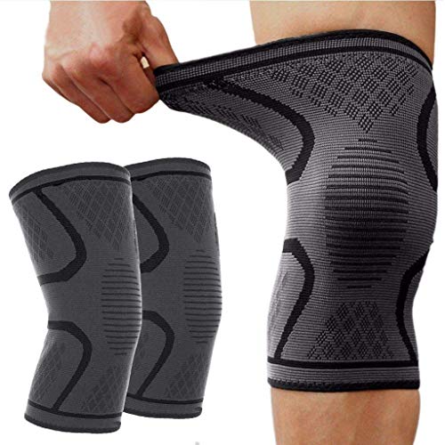 JADE KIT 2 Piezas Knee Support, Rodilleras Menisco y Ligamento Compression Sleeve para Artritis, ACL, MCL, Desgarro de Menisco, Lesión de Ligamentos y Dolor en Las Articulaciones【Negro, Pequeño】