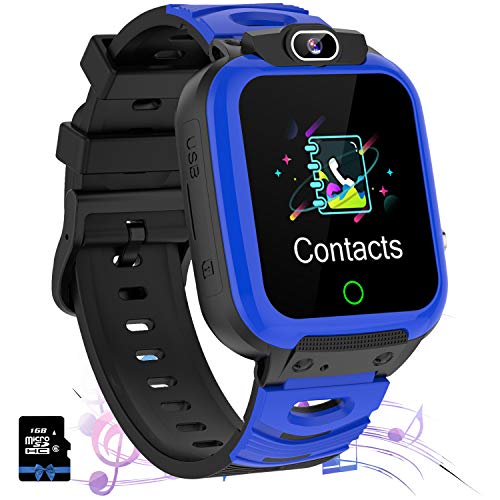 Jaybest Smartwatch Niños - Relojes Inteligentes Teléfono Niños con SOS Música 7 Juegos Cámara Grabación de vídeo Calculadora Pantalla Táctil, Reloj Llamada Niños Regalos para 4-12 Años (Azul Marino)