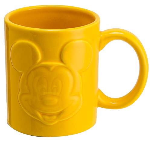 Joy Toy 62137 Mickey Mouse - Taza de desayuno (cerámica, 320 ml), color amarillo