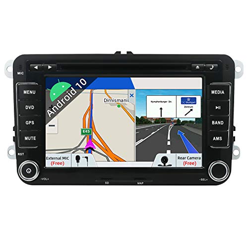 JOYX Autoradio Android 10 Estéreo Compatible con Golf/Skoda/Seat/Polo - GPS 2 DIN | Cámara Trasera Canbus Micrófono Gratis| 7 Pulgada - Soporte Dab+ Mandos de Volante USB 4G WiFi Blutooth5.0 Carplay