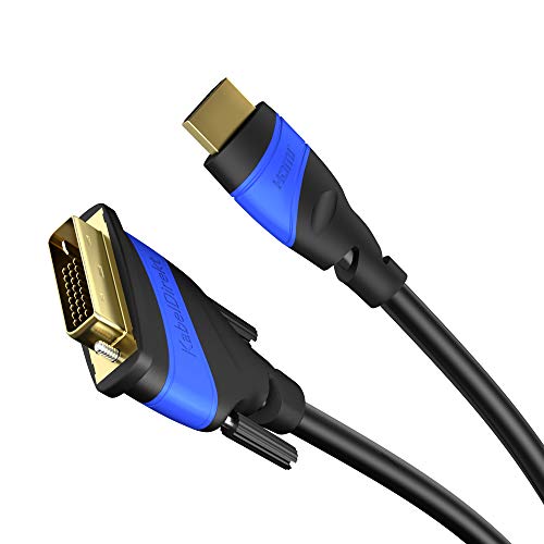 KabelDirekt – Cable Adaptador HDMI-DVI – 3m (bidireccional, DVI-D 24+1/Cable HDMI High Speed, 1080p/Full HD, Cable de Video Digital, Conecta Dispositivos HDMI a monitores DVI o viceversa, Negro)
