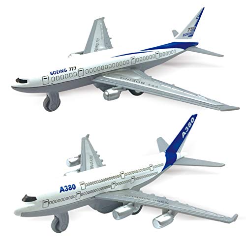 KingbeefLIU 2 Piezas Mini Simulación 777 A380 Pull Back Aircraft Airplane Model Collectible Toy Workout At Home Kids Play House Early Blanco