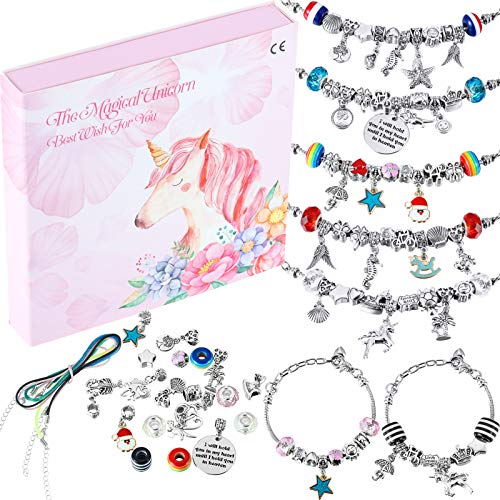 Kit de Fabricación de Pulsera Encantadora de DIY, Suministros para Fabricación de Joyas Artesanales Conjunto de Regalo de Joya de Cuenta para Niñas Adolescentes