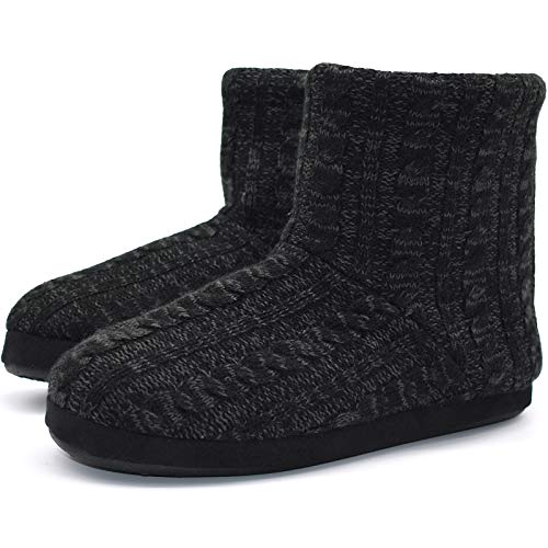 KuaiLu Zapatillas de Estar en Casa Hombre Cálido Invierno Interior Forro de Felpa Pantuflas Cerradas Espuma de Memoria Cómodo Antideslizante Botines