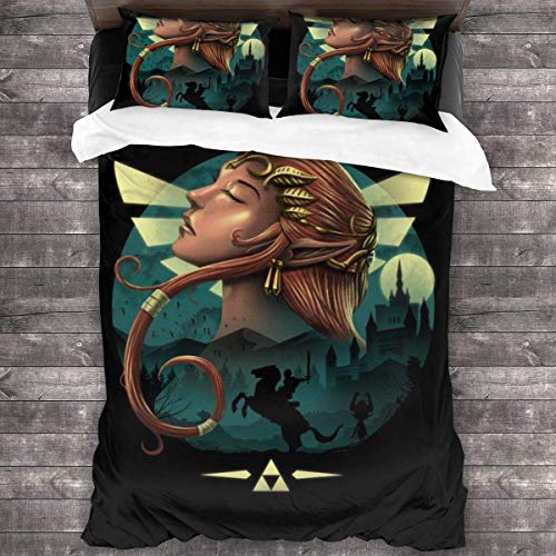 KUKHKU Twilight Princess Retro Legend of Zelda Juego de Cama de 3 Piezas Funda nórdica, Juego de Cama Decorativo de 3 Piezas con 2 Fundas de Almohada C10613