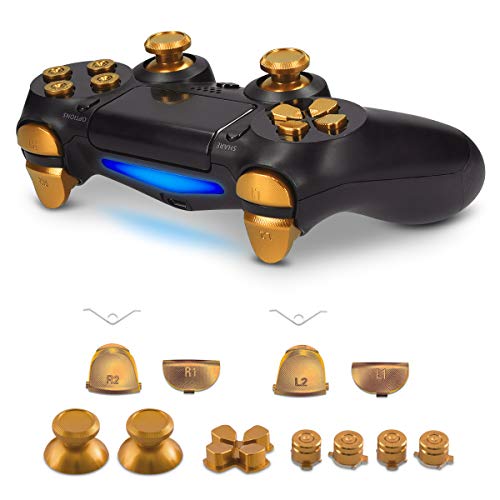 kwmobile Botones de repuesto compatible con Playstation Controlador PS 4 Pro / PS4 Slim (2. Gen) - Botones de aluminio en dorado