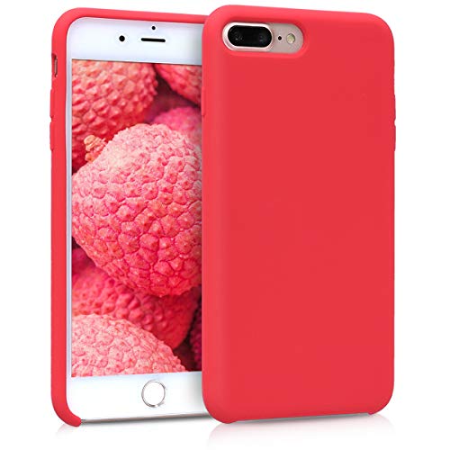 kwmobile Funda Compatible con Apple iPhone 7 Plus / 8 Plus - Carcasa de TPU para móvil - Cover Trasero en Rojo neón