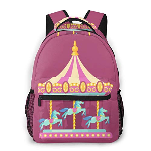 Lawenp Mochila Unisex de Moda Mochila de carrusel de Circo de Dibujos Animados Mochila Ligera para portátil para Viajes Escolares Acampar al Aire Libre