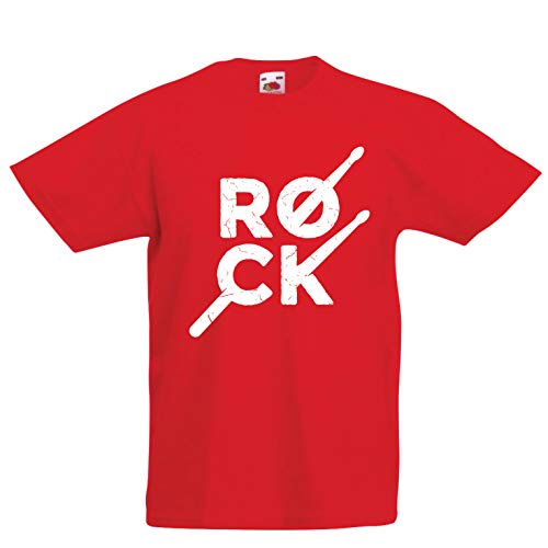 lepni.me Camiseta para Niño/Niña Baquetas de música Rock, Leyendas de la música Rockstar de los 80 (3-4 Years Rojo Multicolor)