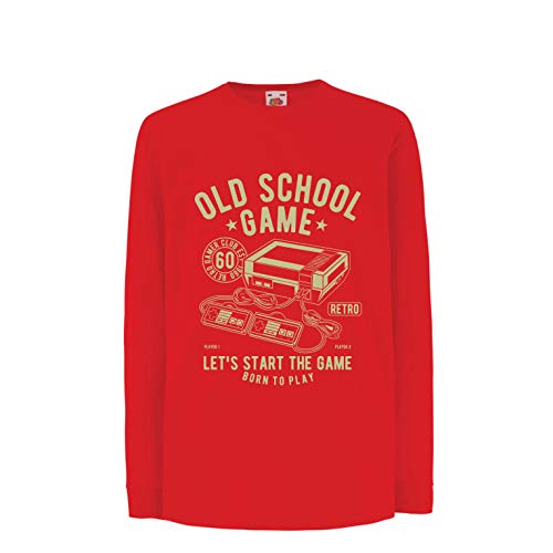 lepni.me Camiseta para Niño/Niña Nacido para Jugar - Juego de la Vieja Escuela, Regalos para videojugadores (12-13 Years Rojo Multicolor)