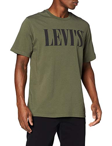 Levi's Relaxed Graphic tee Camiseta, Green (90's Serif Logo Olive Night 0028), Medium para Hombre