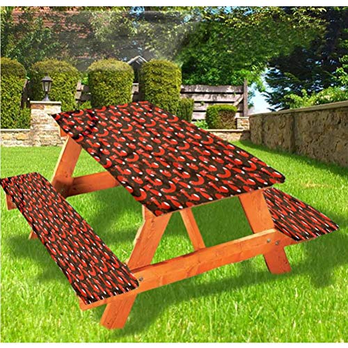 LEWIS FRANKLIN Cortina de ducha Fox Deluxe Picnic Cubiertas de mesa Vulpe Figura de Forest Elastic Edge Mantel ajustable, 28 x 72 pulgadas, juego de 3 piezas para mesa plegable