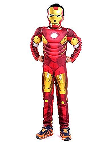 Lovelegis Disfraz de Hombre de Hierro para niños - superhéroe y máscara - Torso musculoso - Disfraz - Carnaval - Halloween - Cosplay - Accesorios - Talla s - 4/5 años