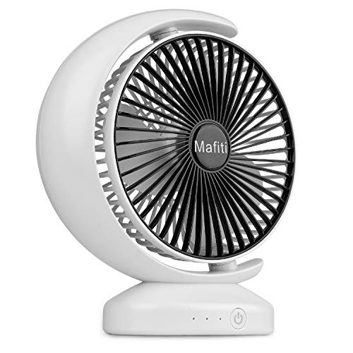 Mafiti Ventiladores de sobremensa,Ventilador de Escritorio portátil Personal oscilante, pequeño, con USB Recargable. Ideal para la Oficina, Viajes, Hogar, Dormitorio. Color Blanco