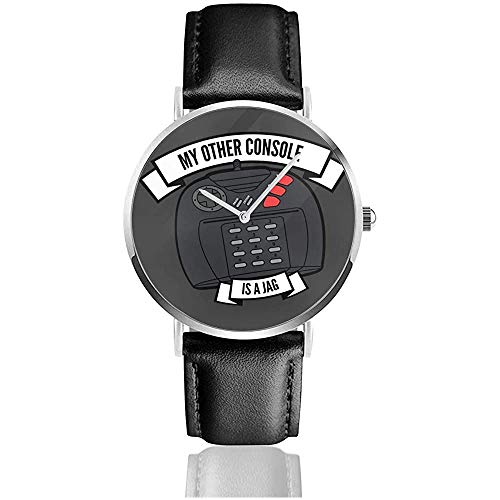 Mi Otra Consola es un Reloj Jag Atari Relojes de Cuero de Cuarzo con Correa de Cuero Negra para Regalo de colección