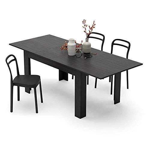 Mobili Fiver, Mesa de Cocina Extensible, Modelo Easy, Color Negro Ceniza, 140 x 90 x 77 cm