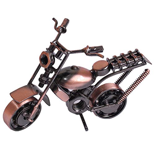 Modelo de Motocicleta de Hierro fForjado, Modelo de Motocicleta Harley Retro, Moto de Moda Clásica para la Decoración de la Oficina en el Hogar, Decoración de Escritorio Creativa (Tono de Bronce)