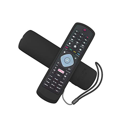 MOSHOU Ajustado Adapta Mando Funda de Silicona Compatible con Philips TV Remoto, Anti-caída Carcasa de Protección a Prueba de Golpes, Protectora Cubierta, Tamaño 20.5 * 5.3 * 1.9cm (Negro)