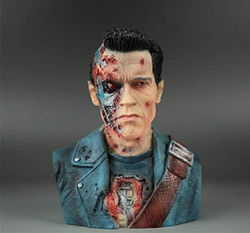 mswdm Escultura De Resina Terminator Bust Arnold Schwarzenegger Figura De Resina Estatua Juguete Battle Damage Collection Modelo 12Cm