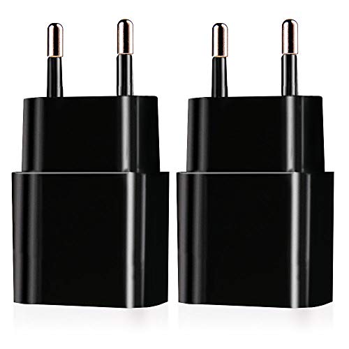 MyGadget 2X Cargador Enchufe USB para Smartphone y Tablet - USB Adaptador 5V / 1A - Charger para Apple iPad, iPhone, Samsung Galaxy, Huawei - Negro