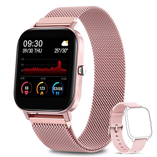 NAIXUES Smartwatch Mujer, Reloj Inteligente IP67 con Pulsómetro, Presión Arterial, Monitor de Sueño, 7 Modos de Deportes, Podómetro, Cronómetros, Calorías, 1.4 Inch Reloj Deportivo para Android iOS