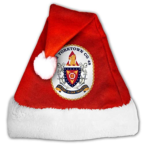 Neoqwez USS Yorktown CG- Sombreros de Navidad de Terciopelo clásico para Adultos para la Fiesta de Navidad de Año Nuevo de Santa