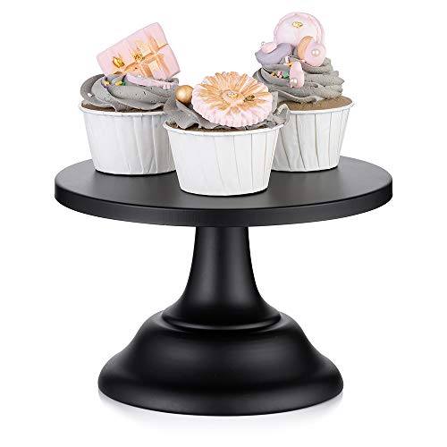 Nuptio Bases para Tartas de Negro Soporte Cupcakes de Boda 20cm Cake Stand Redondo para Fiesta de Cumpleaños Aniversario de Boda Baby Shower