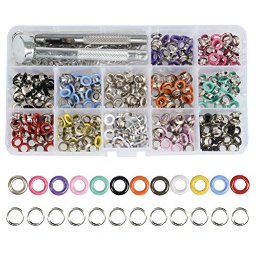 OFNMY 360pcs Kit de 5mm Ojales Metalicos de Metal Artesanía Multicolores para Zapatos/Sombreros/Cazadora/Cinturones/Ropa/Bolsos/DIY,etc