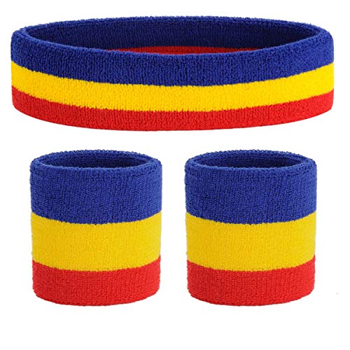 ONUPGO Set de muñequeras deportivas Set de muñequeras con banda de sujeción Bandas para sudar Wristband Ejercicio atlético Baloncesto Muñequera y bandas para la cabeza