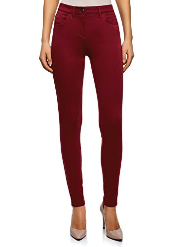 oodji Ultra Mujer Pantalones de Punto Ajustados, Rojo, ES 40 / M