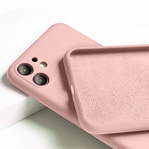 OWM Funda iPhone 11 de Silicona líquida [con Protector de cámaras] Carcasa Protectora de Goma antigolpes con Interior de Microfibra Suave para iPhone 11 (2019) - Rosa