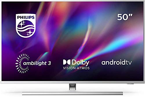 Philips 50PUS8505/12 Ambilight - Televisor, Smart TV de 50 pulgadas (4K UHD, P5 Perfect Picture Engine, Dolby Vision, Dolby Atmos, Control de voz, Android TV), Color plata claro (modelo de 2020/2021)