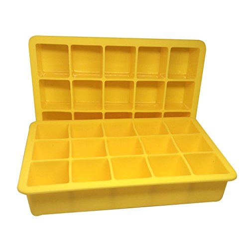 Pioneer Clan 2 moldes de silicona para cubitos de hielo de 15 cavidades, moldes para dulces y chocolate, color amarillo