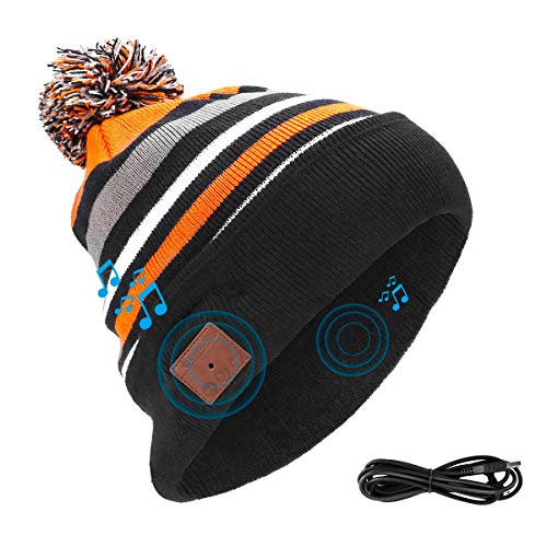 Powcan Auricular Bluetooth, Gorro Bluetooth Unisex con Audífono Inalámbrico, Bluetooth Beanie Compatible con Música y Llamadas, Recargable, Regalos Originales para Hombre