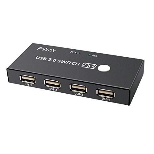 PW-SU0204 USB Switch KVM 2 PCs Entrada 4 Port USB 2.0 Salida Teclado y ratón U Impresora de Disco Compatible con Sistemas como Windows Mac Linux