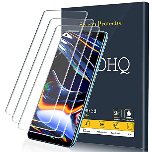 QHOHQ Protector de Pantalla para Realme 7/Realme 7 Pro/Realme 6/Realme 6S, [3 Unidades], Cristal Templado Membrana, 9H Dureza - Sin Burbujas - Anti-Huella - Anti-Arañazos