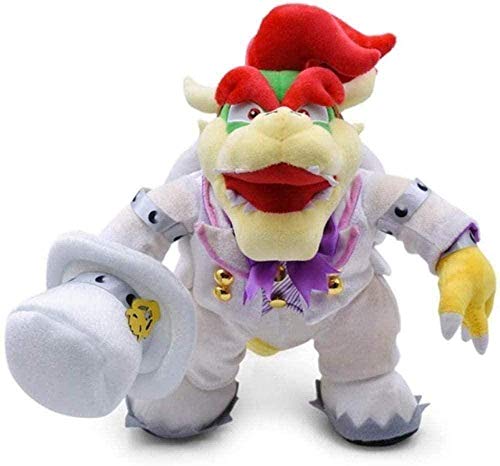 QIXIDAN Juguetes de Peluche Super Mario Odyssey Vestido de Novia Luigi Princesa Peach Yoshi Diddy Kong 3D Land Bone Kuba Dragon Dark Bowser Koopa 35cm Regalos