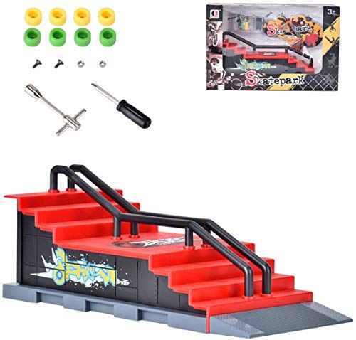 Queta Juego de rampa para patineta con Dedos, Kit de rampa para patineta con Accesorios Skate Park, Juguete para Dedos versión Graffiti