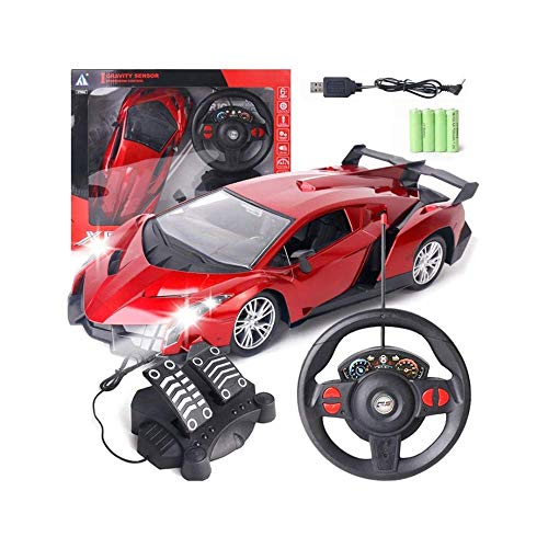 Recargable de escritorio niños de la decoración del coche eléctrico de juguete, coche teledirigido del truco del coche eléctrico, control remoto Racing Pedal de dirección de la rueda niños detección d