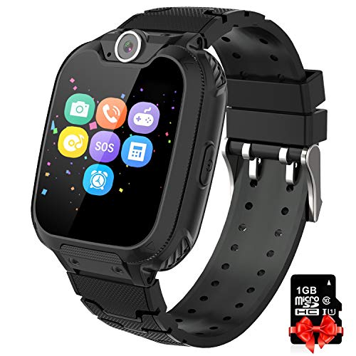 Reloj inteligente para niños Telefono, Lata Realiza Llamadas Mensajes Mp3 Musica Reloj Infantil Reloj Digital Reloj Despertador Juegos Reloj Inteligente para Niños de Edad 3-12 Niño Regalo,Negro