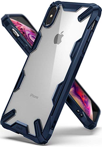 Ringke Fusion-X Compatible con Funda iPhone XS MAX 6.5" Ergonómico Transparente [Defensa Provista Caída Militar] Firme PC Back TPU Bumper Resistente Impactos Cover para Apple iPhone XS MAX - Navy