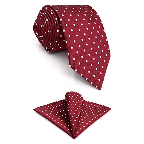 rojo lunares Maroon boda cuello de Para Hombre Fashion 147cm× + Pañuelo De Bolsillo